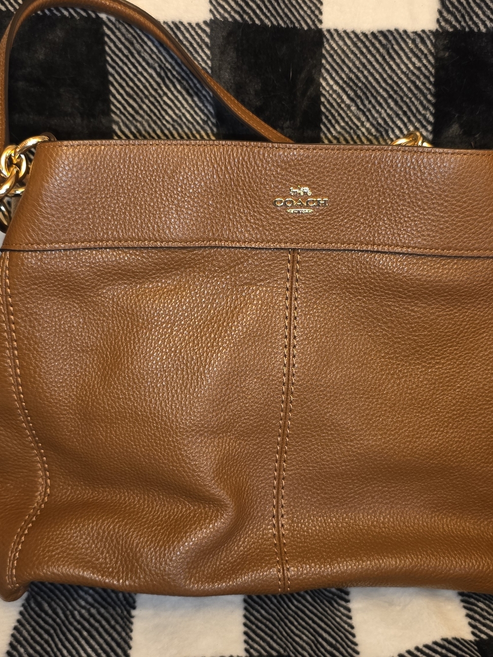 Coach Brown Pebble Leather Shoulder Bag